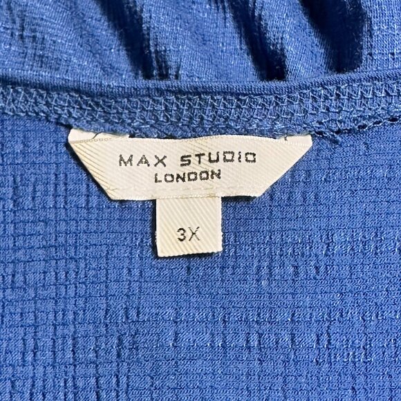 Max Studio London Womens SZ 3X Blue Top Ruffle Sleeves V-Neck Coquette Fairy - Picture 3 of 9